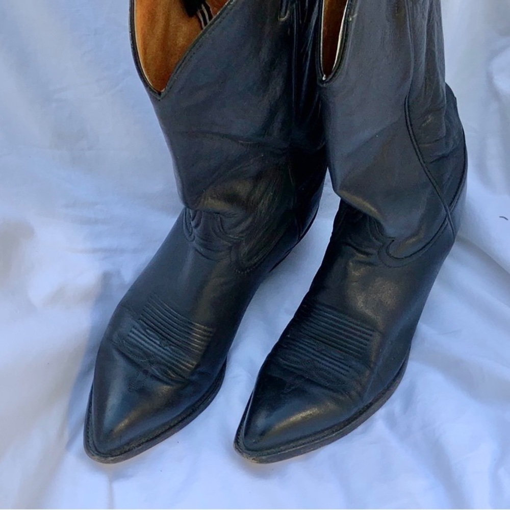Vintage Tony Lama Black Cowboy/work boots Sz 9B Style #6158 Reg# 404910047 - Picture 12 of 16